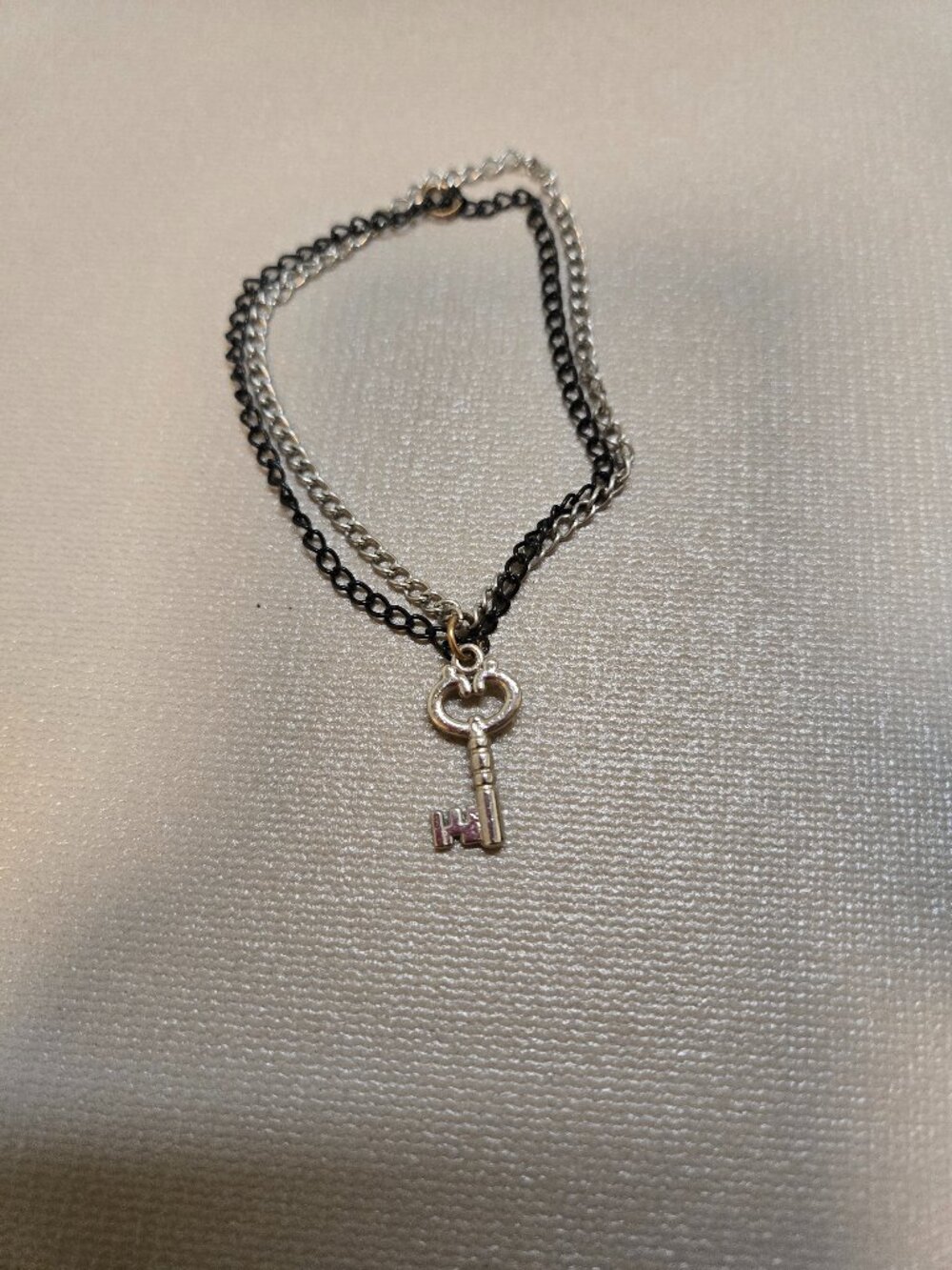 Double-Strand Chain Bracelet With Silver-Tone Key Pendant